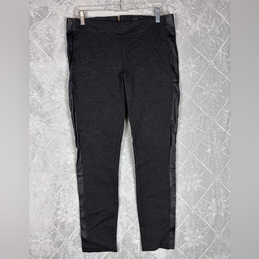 J.Crew Black Ponte Pants w/ Genuine Leather Side Panels | Size 10